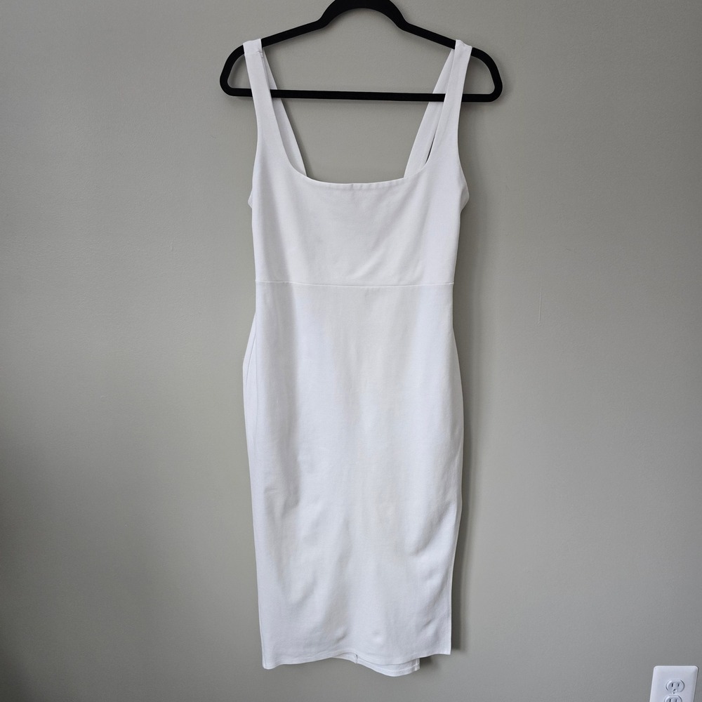 Fashion Nova White Square Neck Sleeveless Midi Bodycon Dress 1X